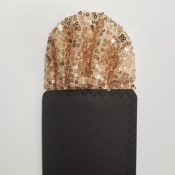 NEW Sequin Pre-Folded Pocket Square Insert - Rose Gold - Picture 3 of 5